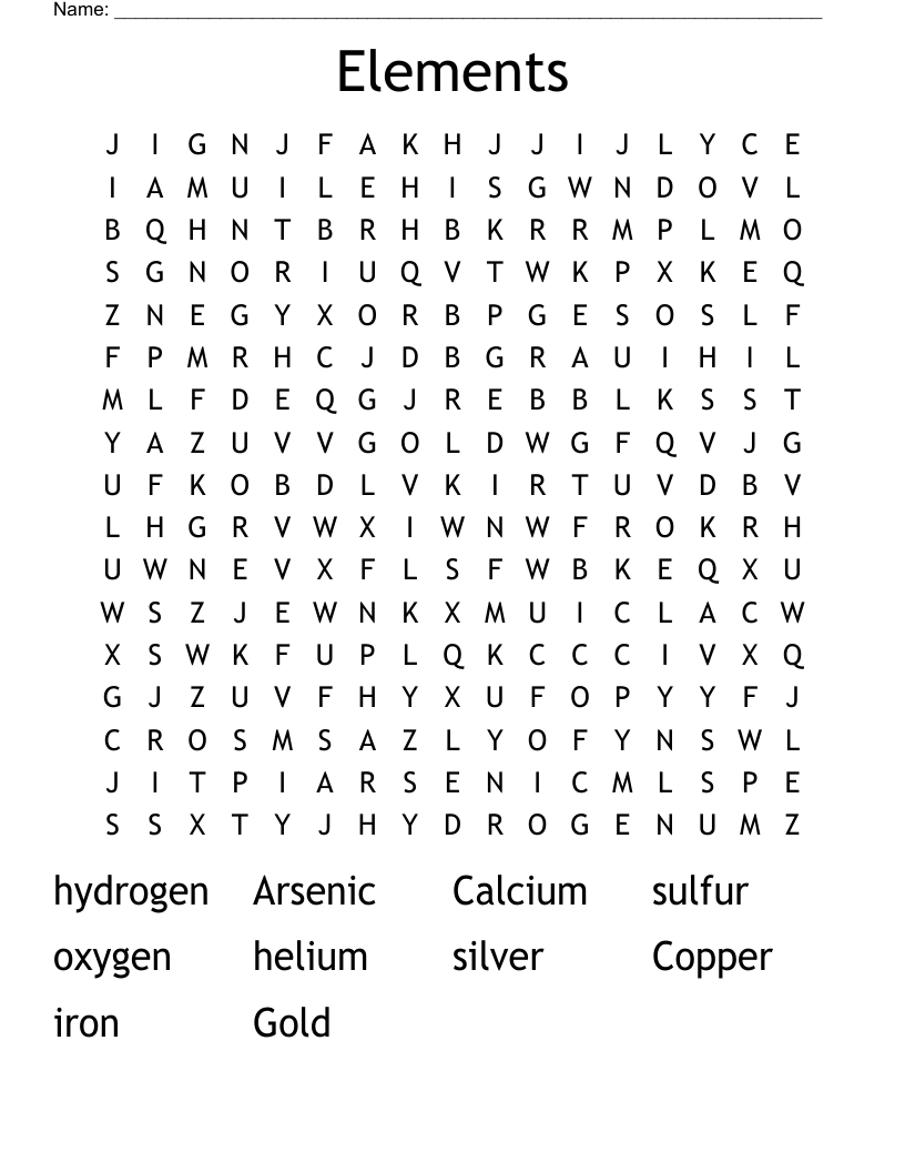 Elements Word Search