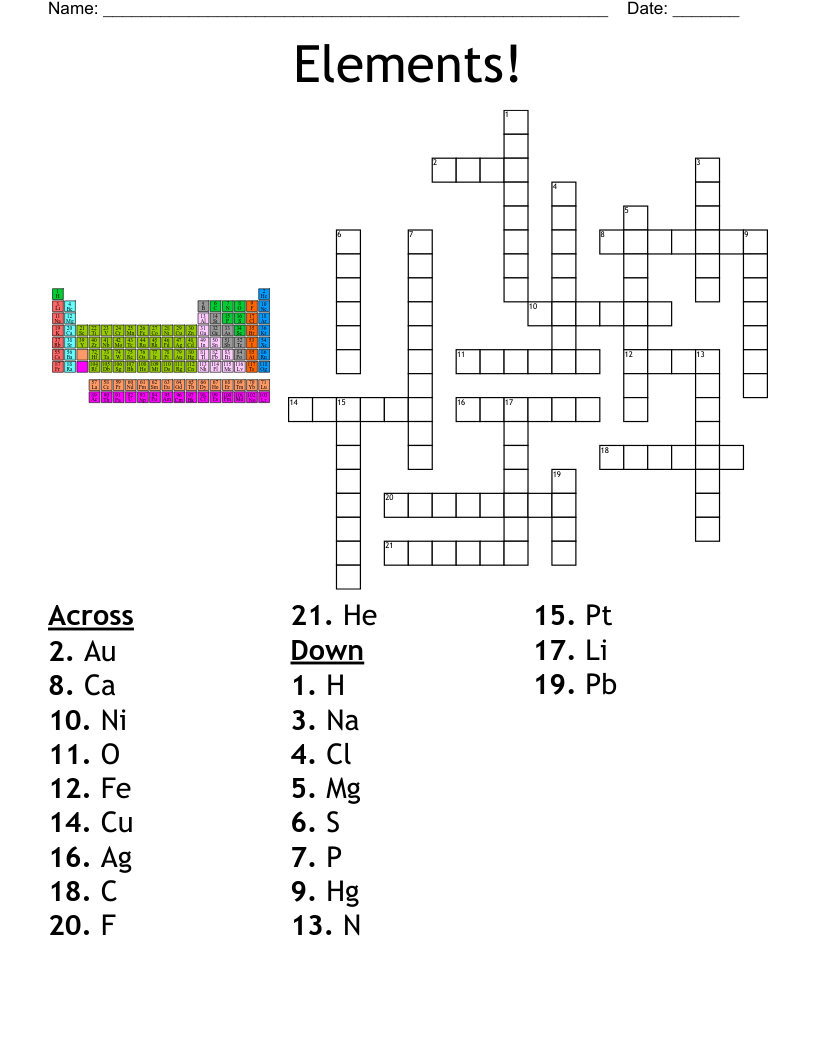Elements! Crossword