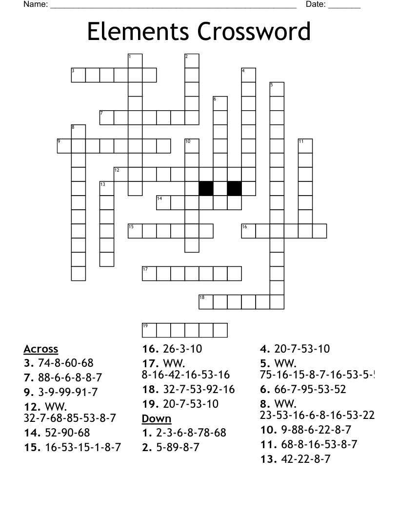 Elements Crossword