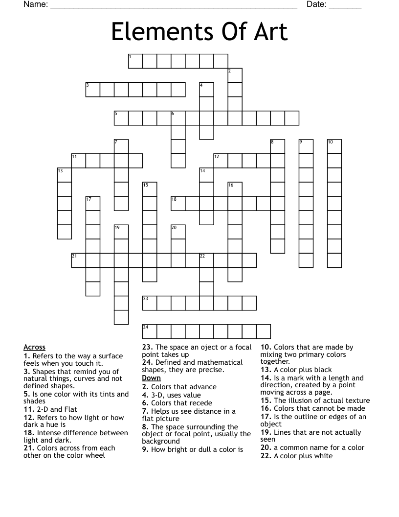 Elements Of Art  Crossword