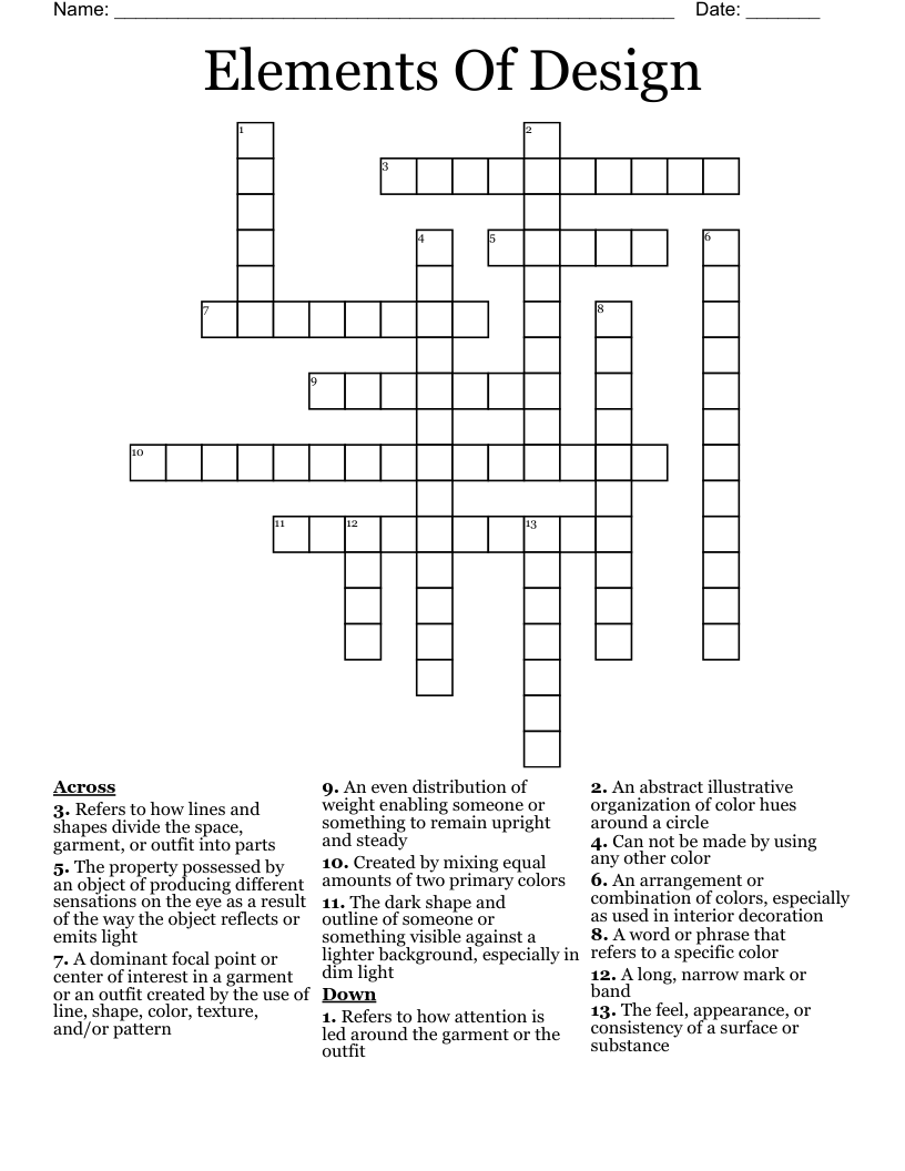 Elements Of Design Crossword