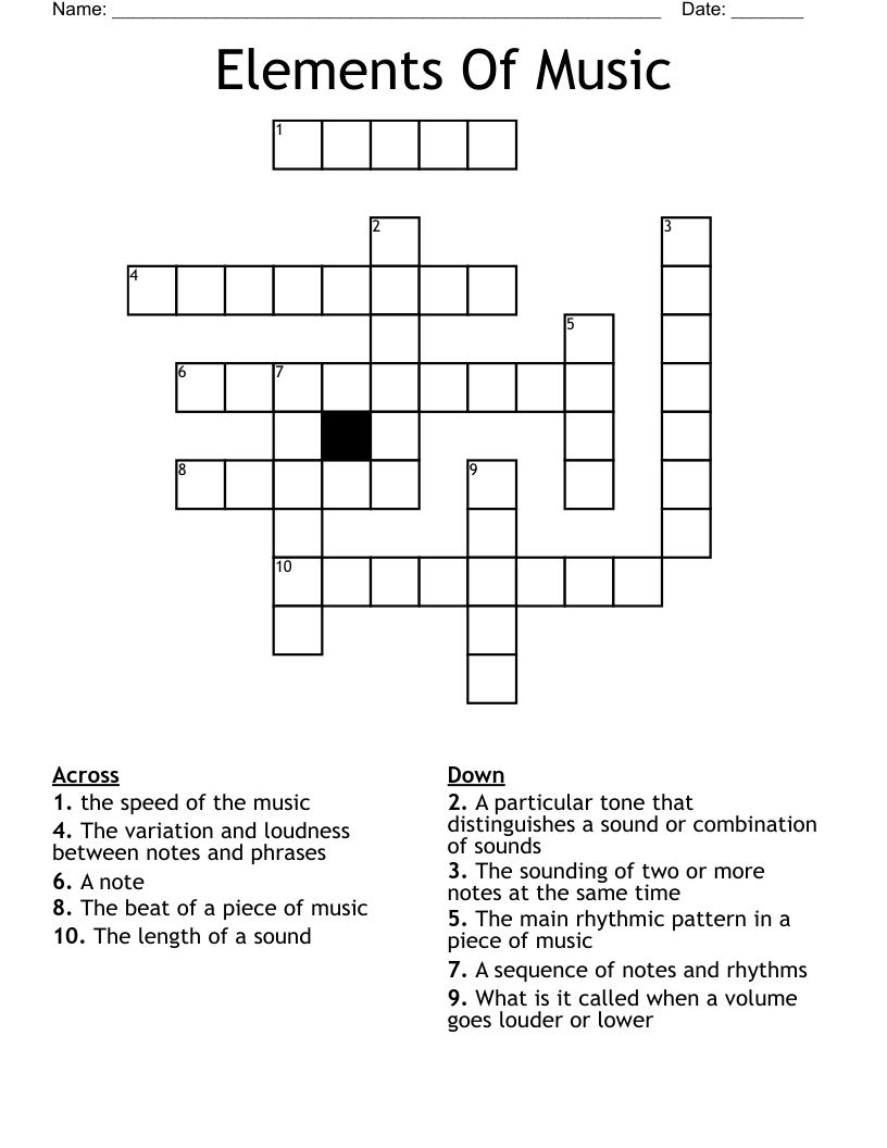 Elements Of Music Crossword