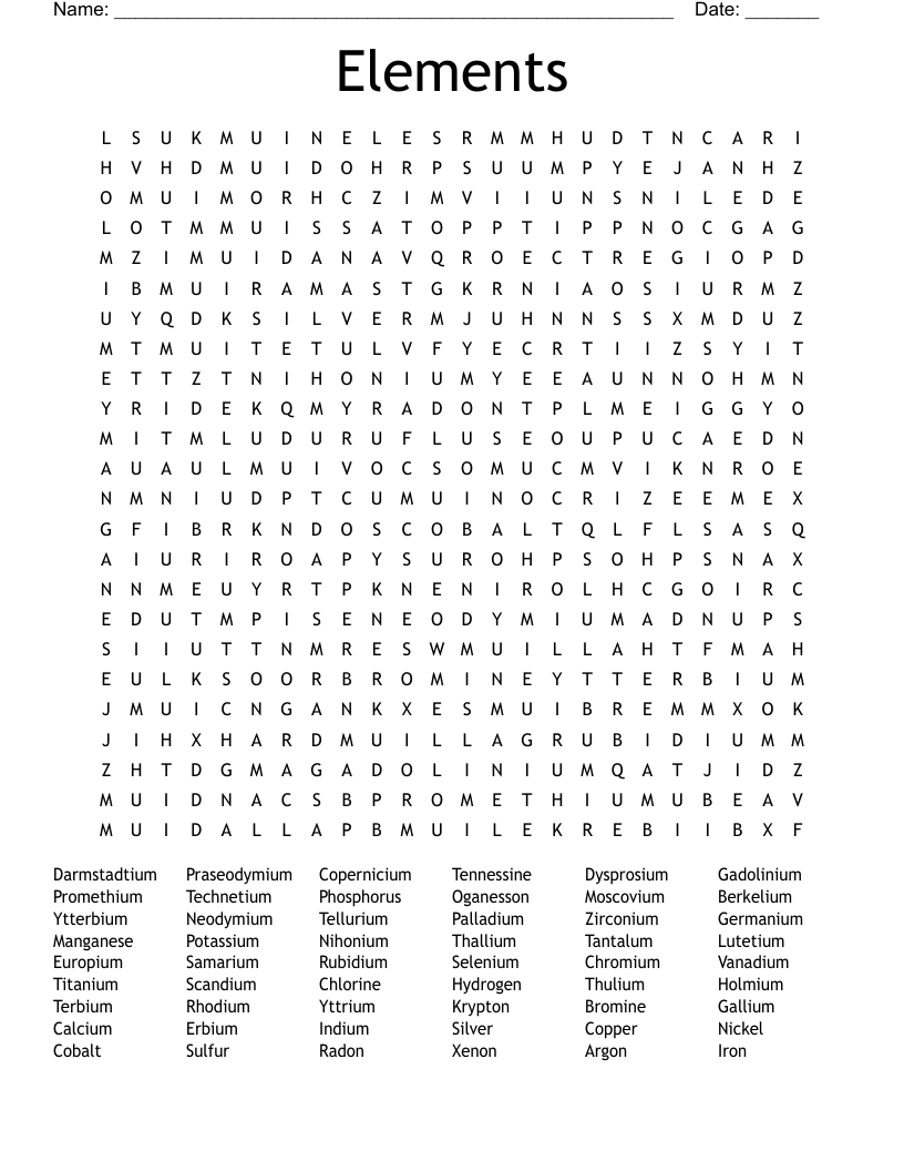 Elements  Word Search