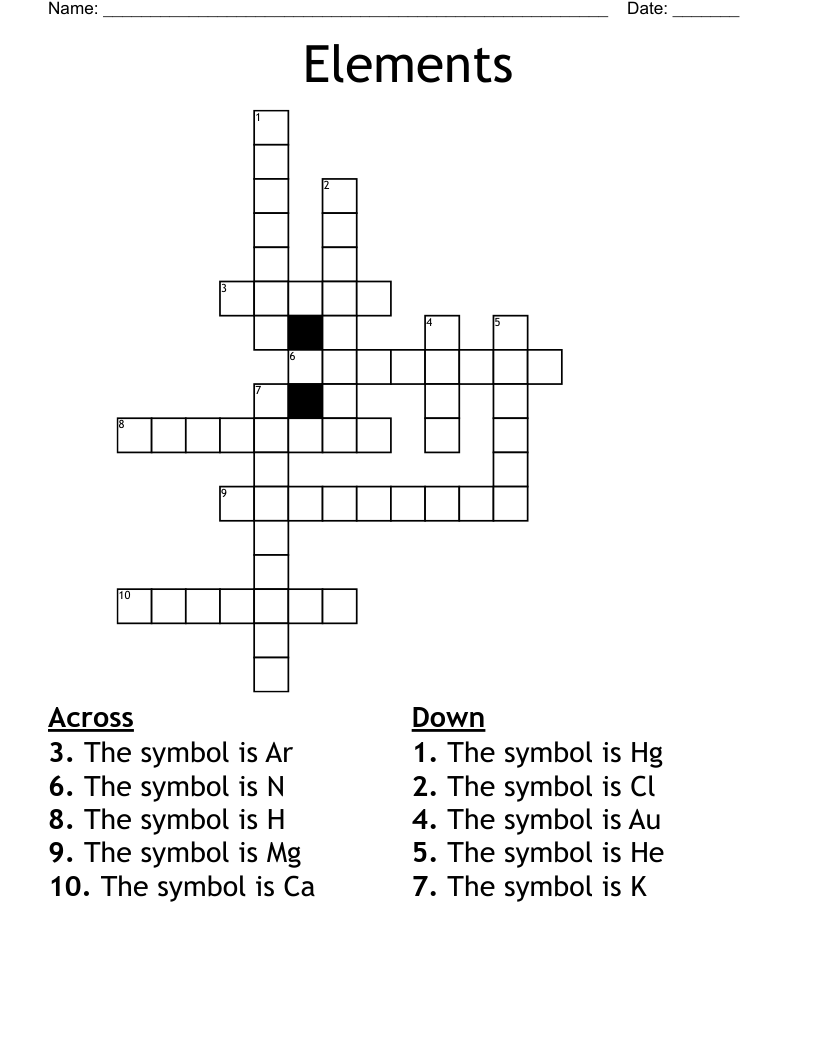 Elements  Crossword
