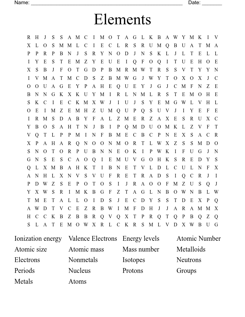 Elements  Word Search
