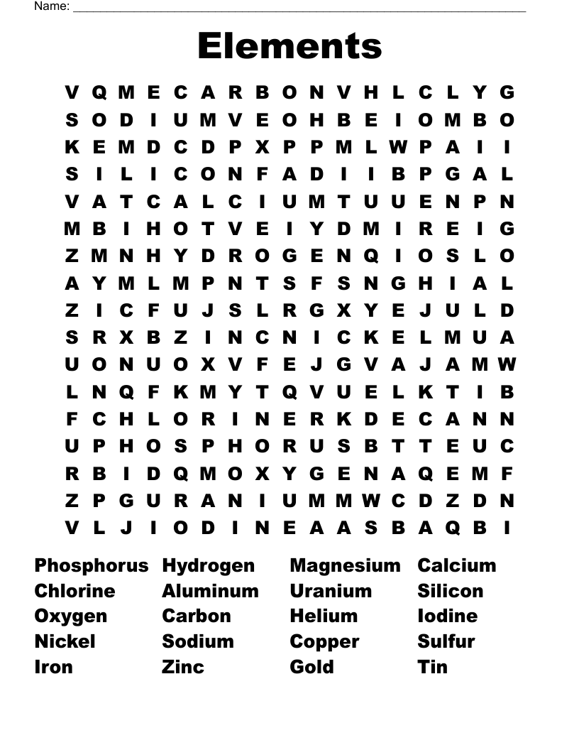 Elements  Word Search