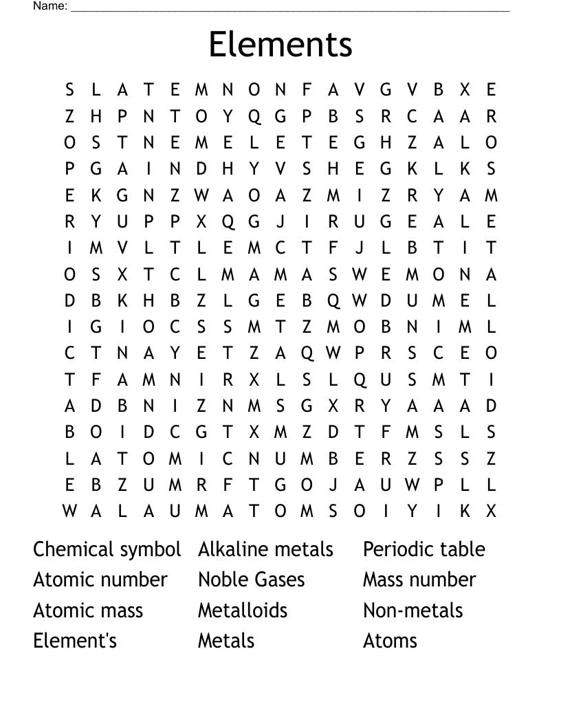Elements  Word Search
