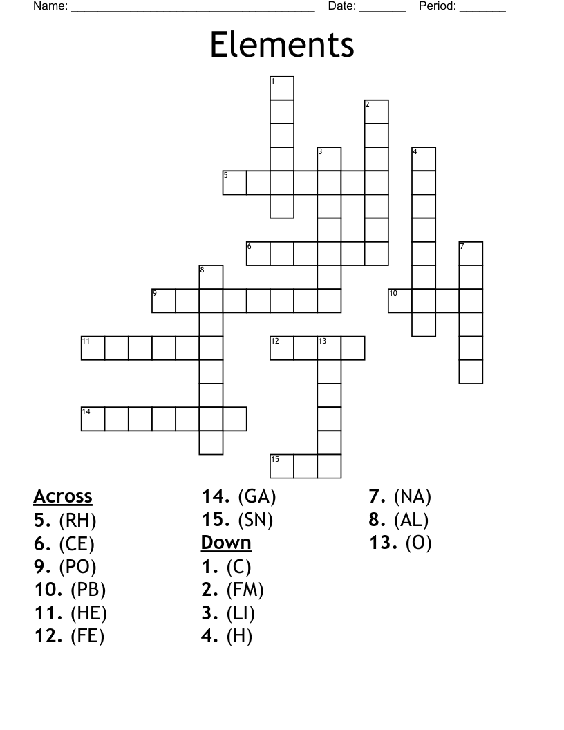 Elements  Crossword