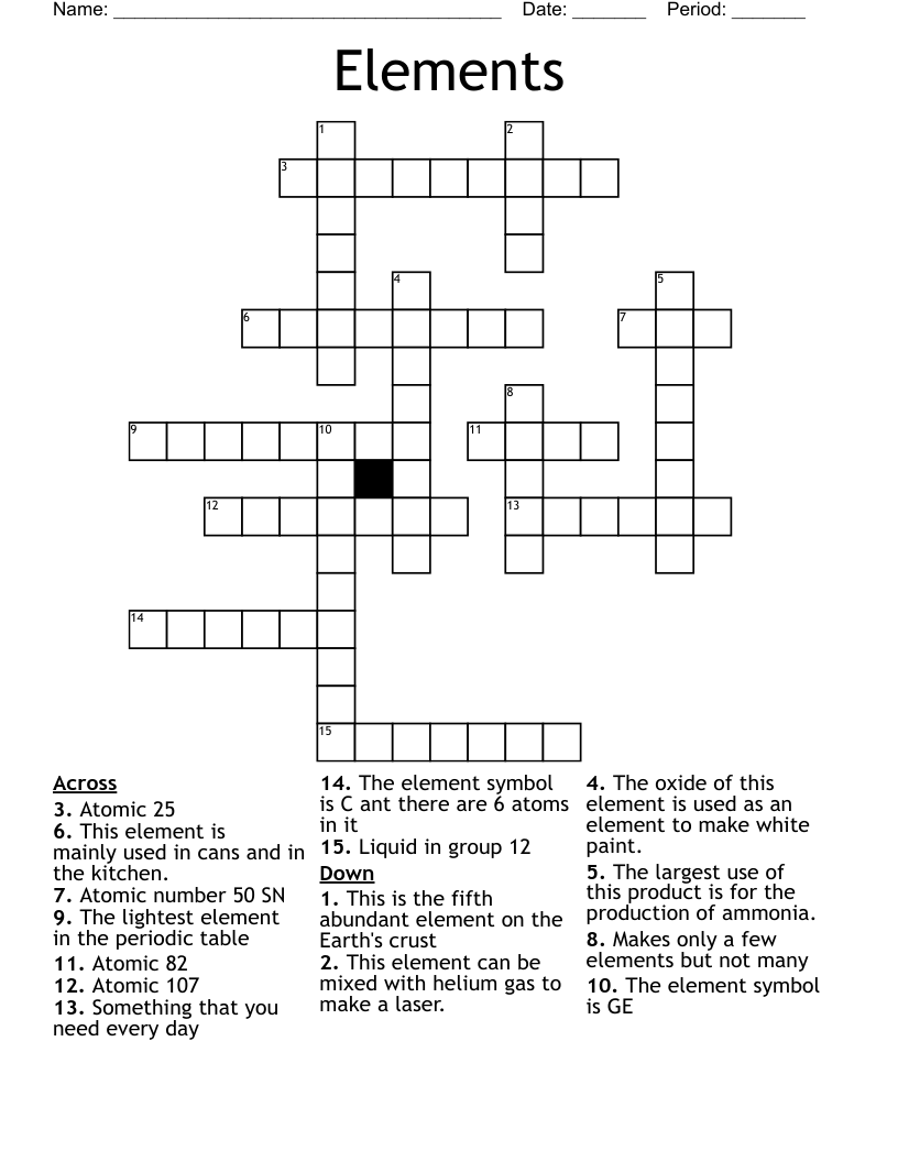 Elements  Crossword