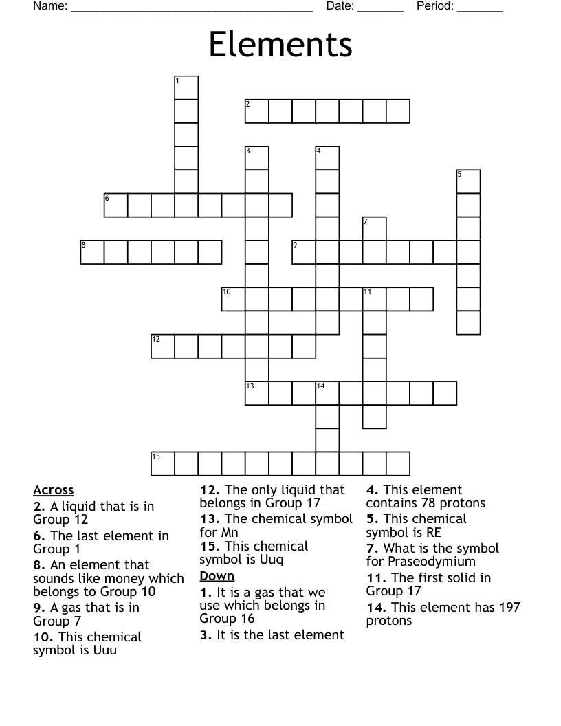 Elements  Crossword