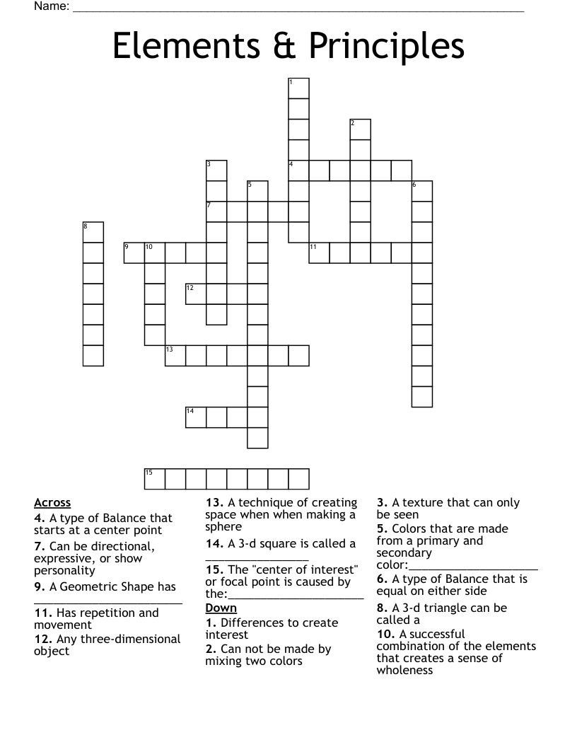 Elements & Principles Crossword