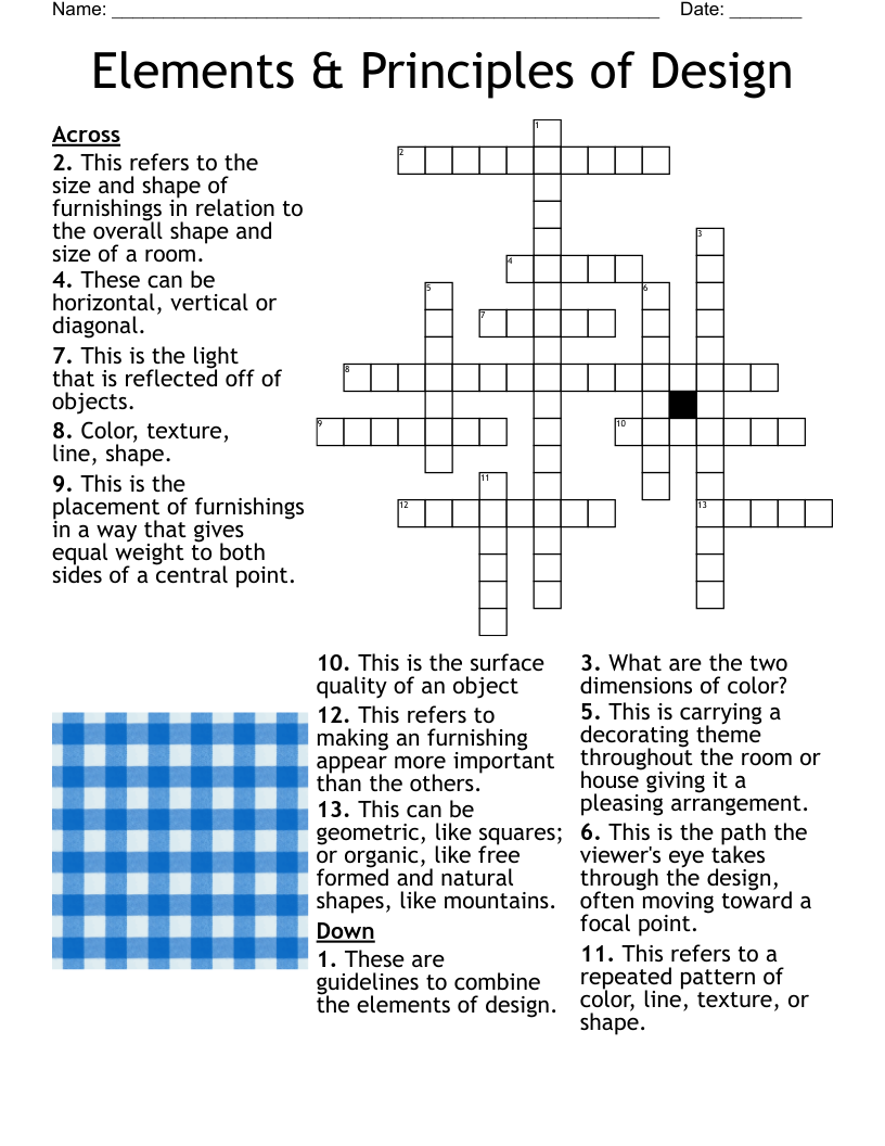 Elements & Principles of Design Crossword