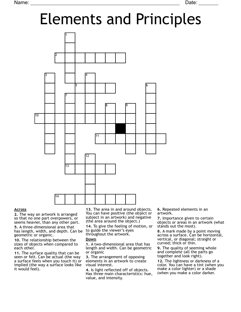Elements and Principles Crossword