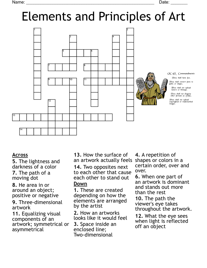 Elements and Principles of Art Crossword