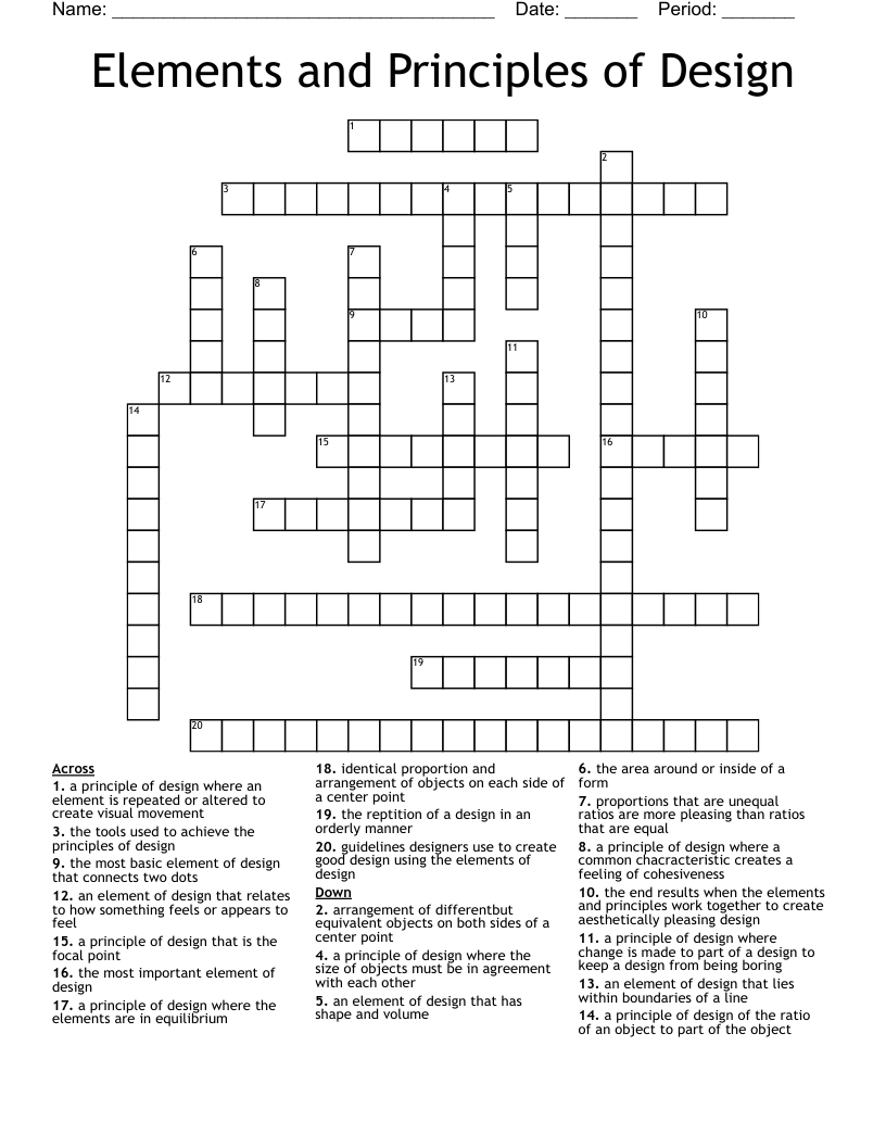 Elements and Principles of Design Crossword