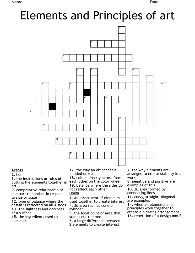 Elements and Principles of art Crossword