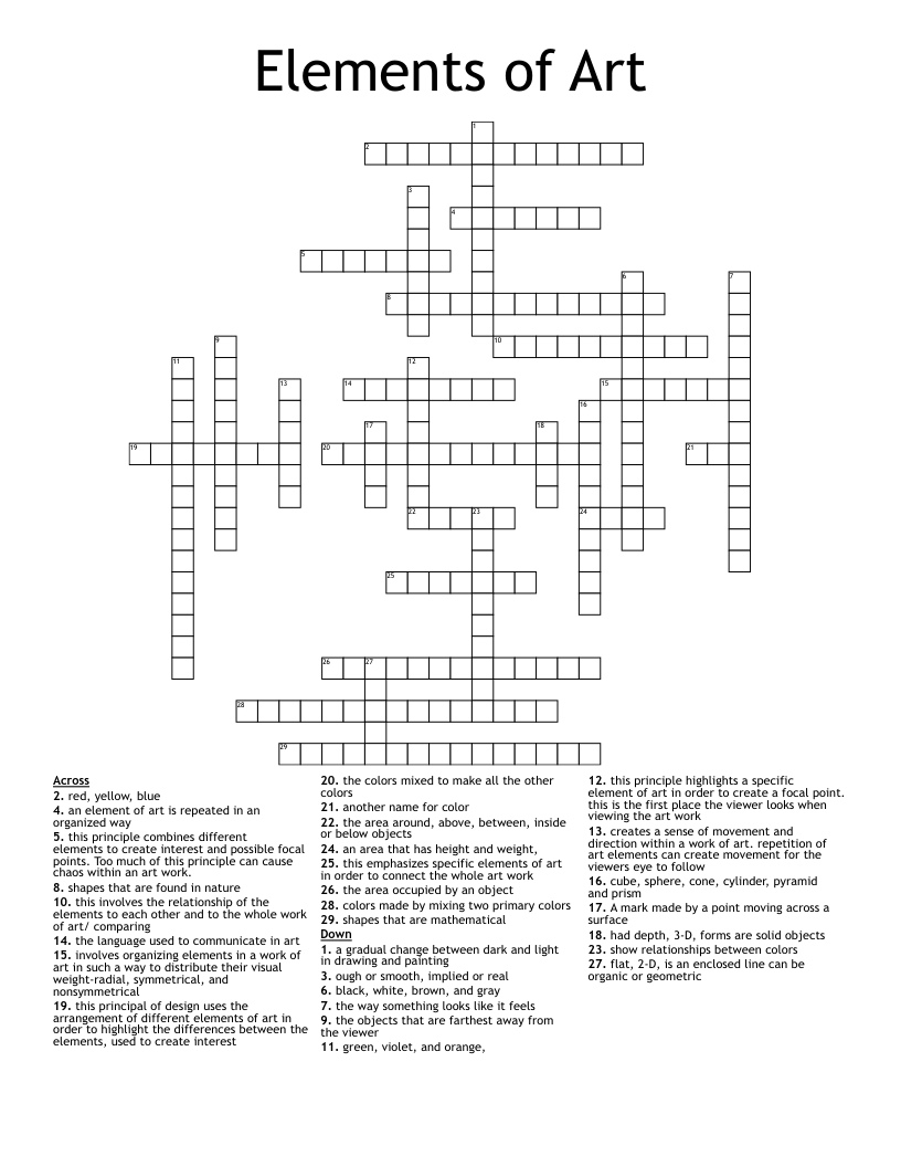 Elements of Art Crossword