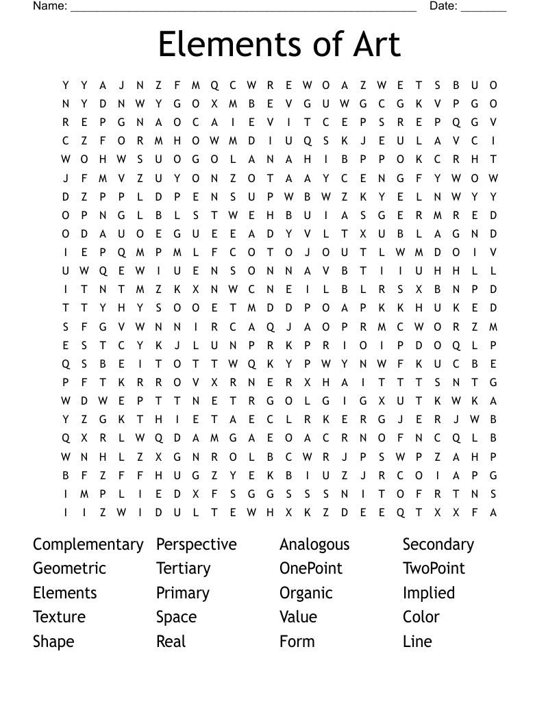 Elements of Art Word Search