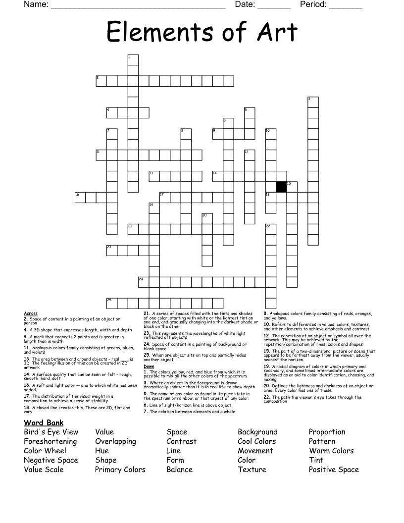 Elements of Art Crossword