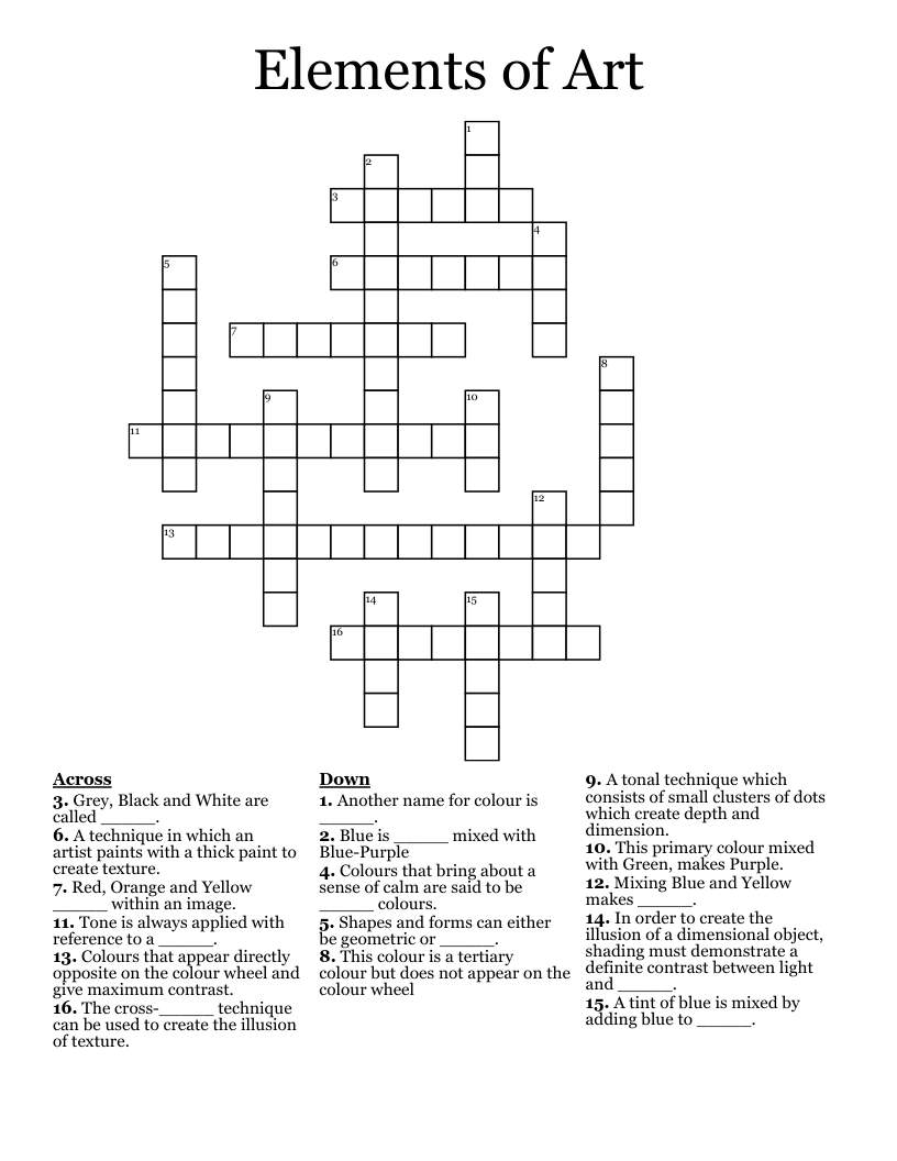 Elements of Art Crossword
