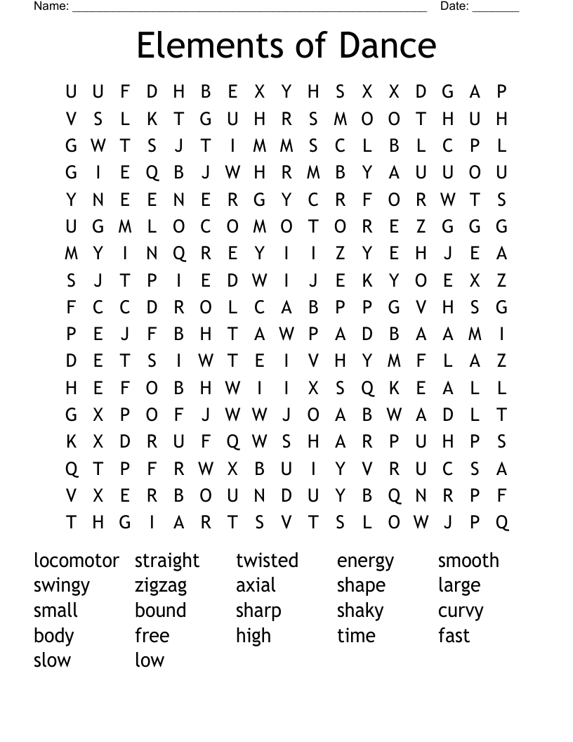Elements of Dance Word Search