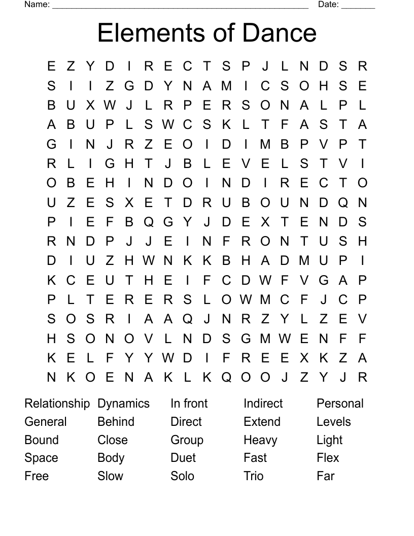 Elements of Dance Word Search