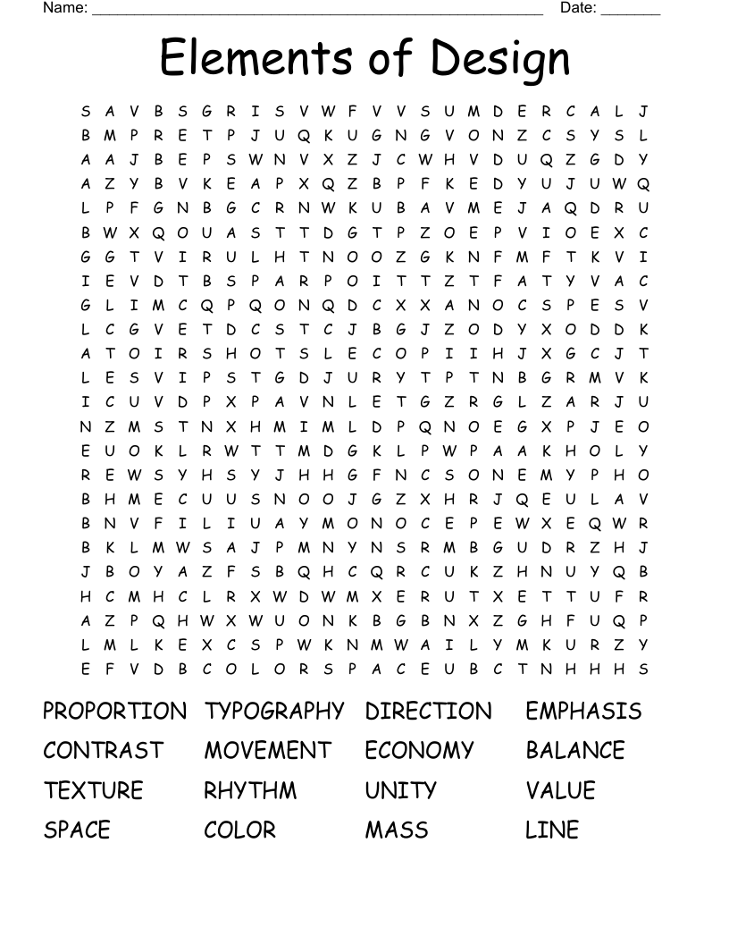Elements of Design Word Search