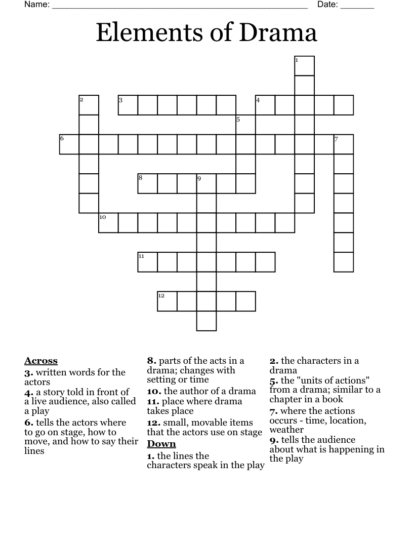 Elements of Drama Crossword