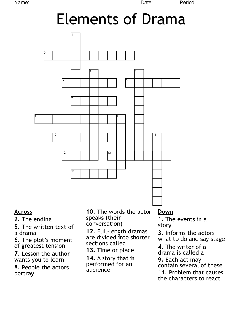 Elements of Drama Crossword