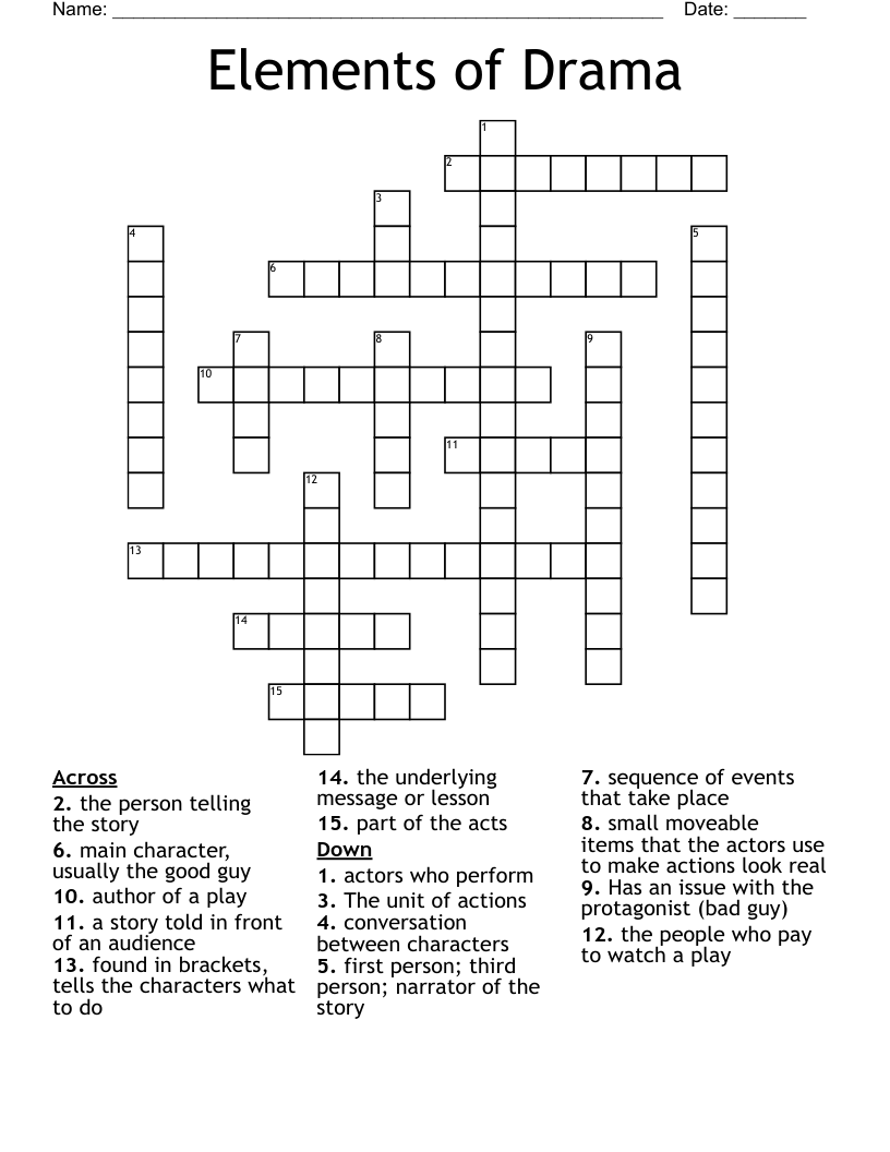 Elements of Drama Crossword
