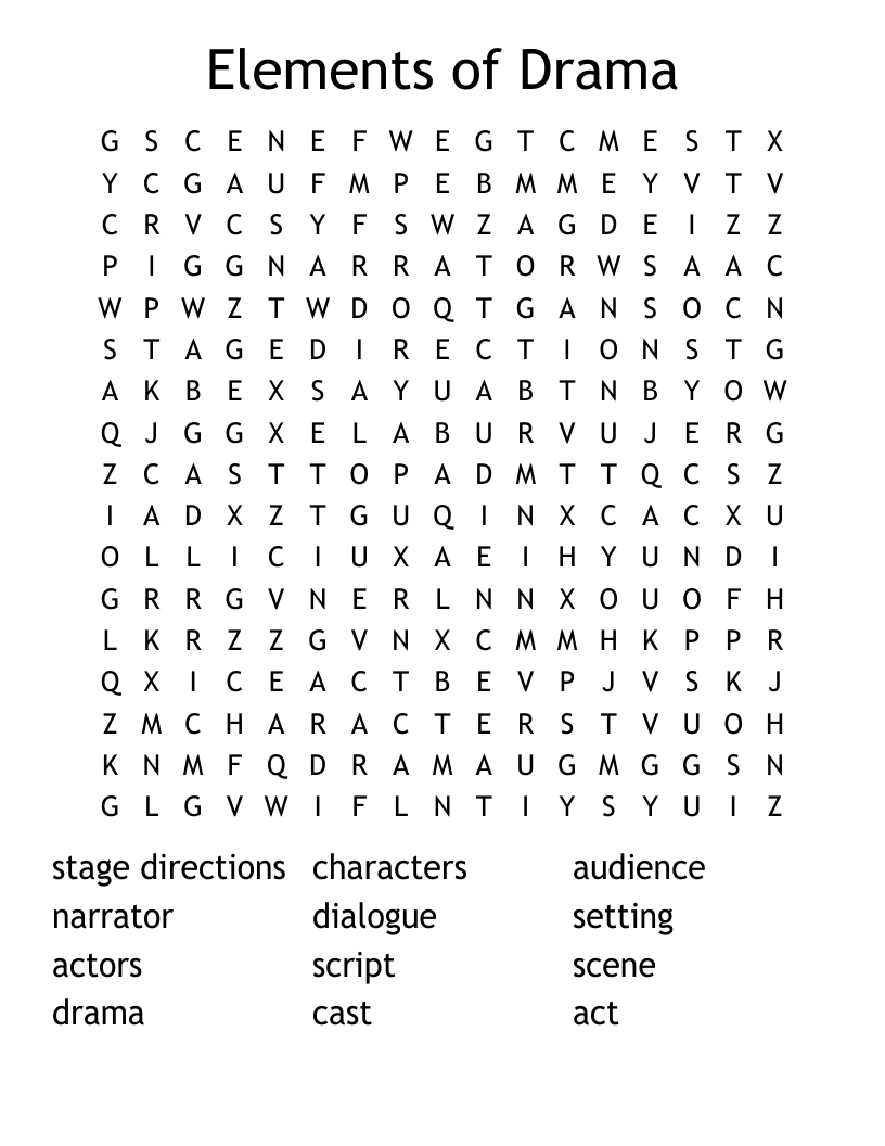 Elements of Drama Word Search