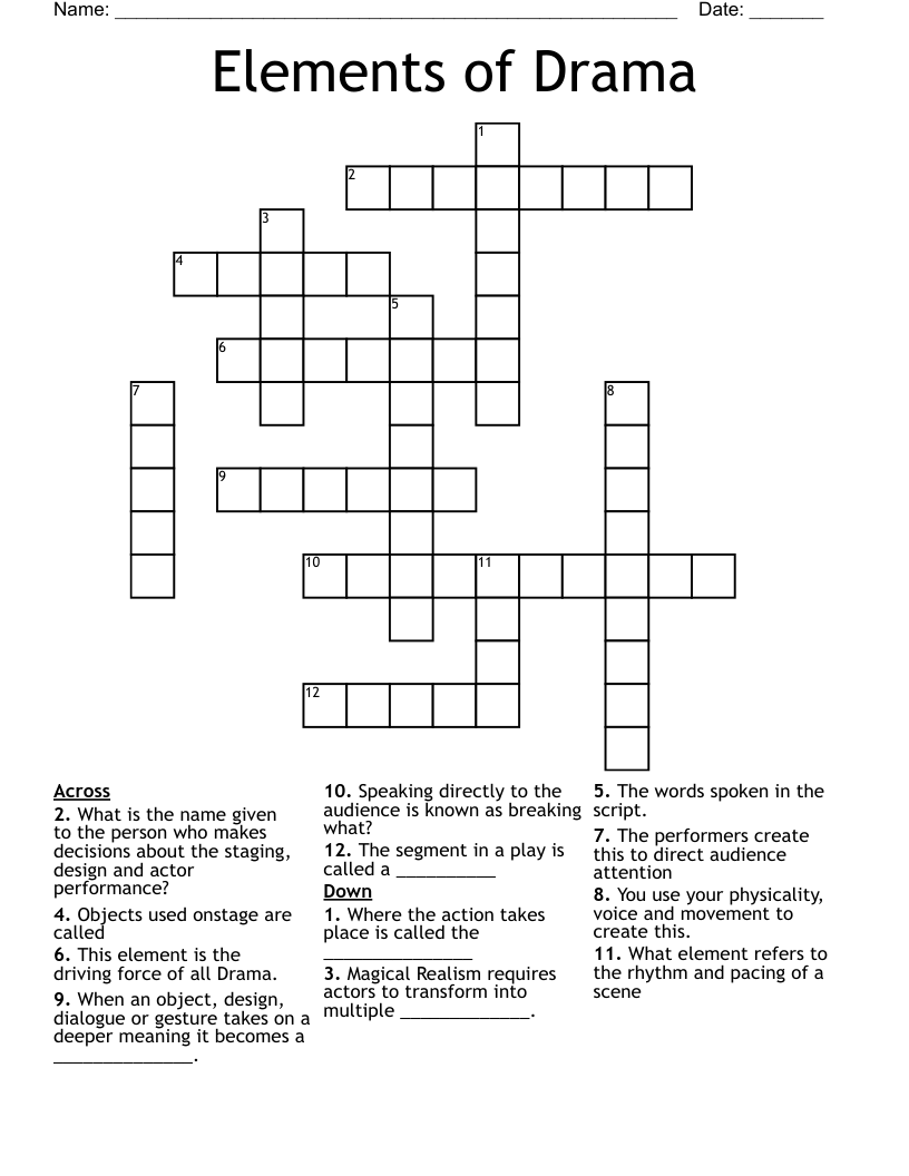 Elements of Drama Crossword