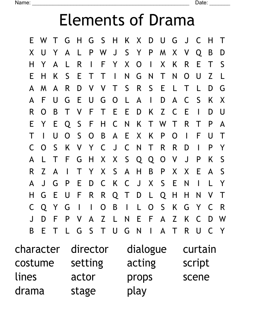 Elements of Drama Word Search