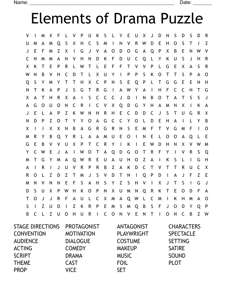 Elements of Drama Puzzle Word Search