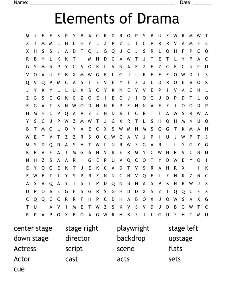 Elements of Drama  Word Search