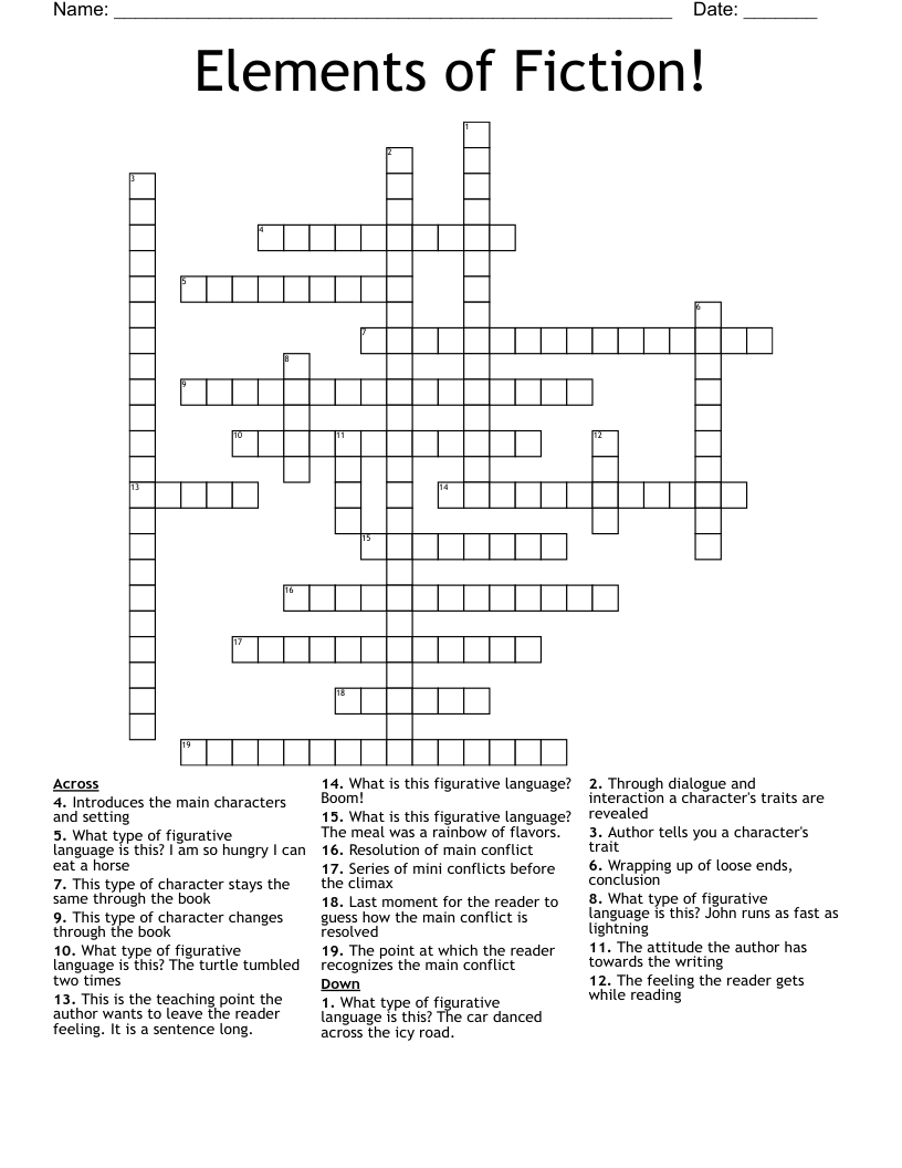 Elements of Fiction! Crossword