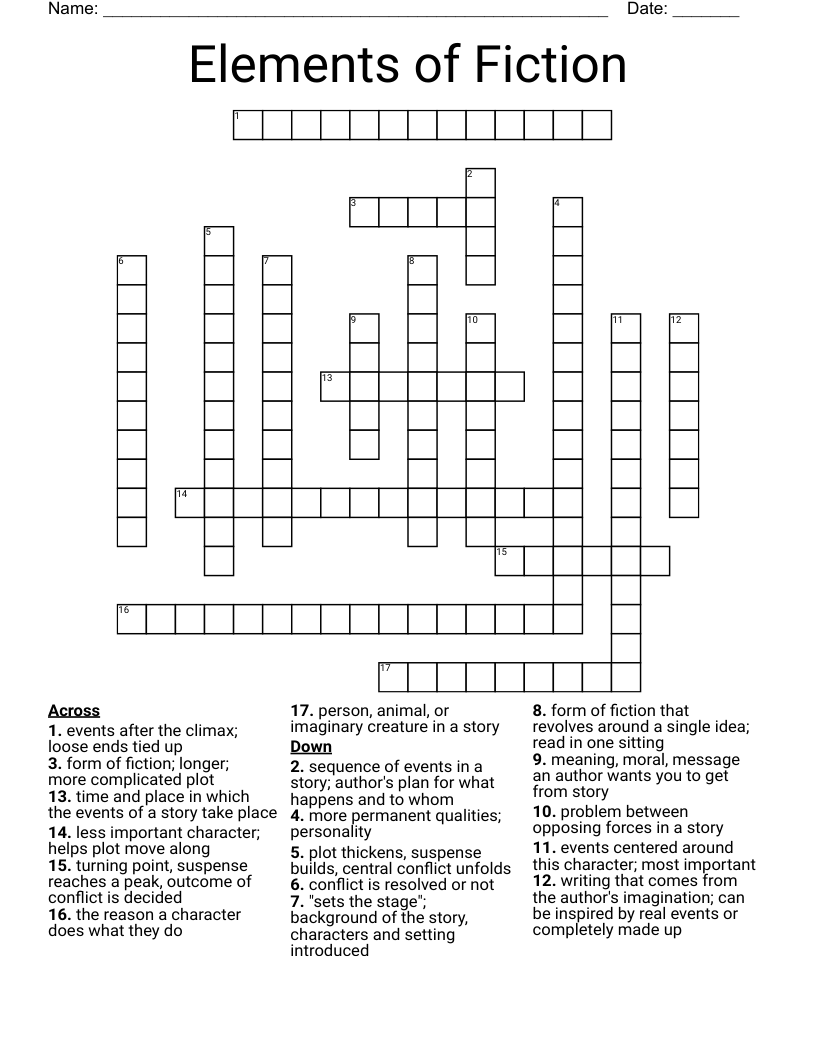 Elements of Fiction Crossword