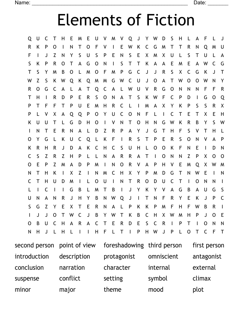 Elements of Fiction Word Search