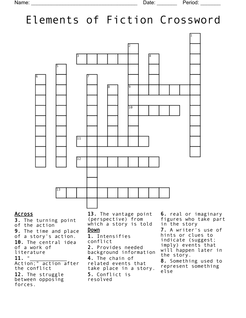 Elements of Fiction Crossword