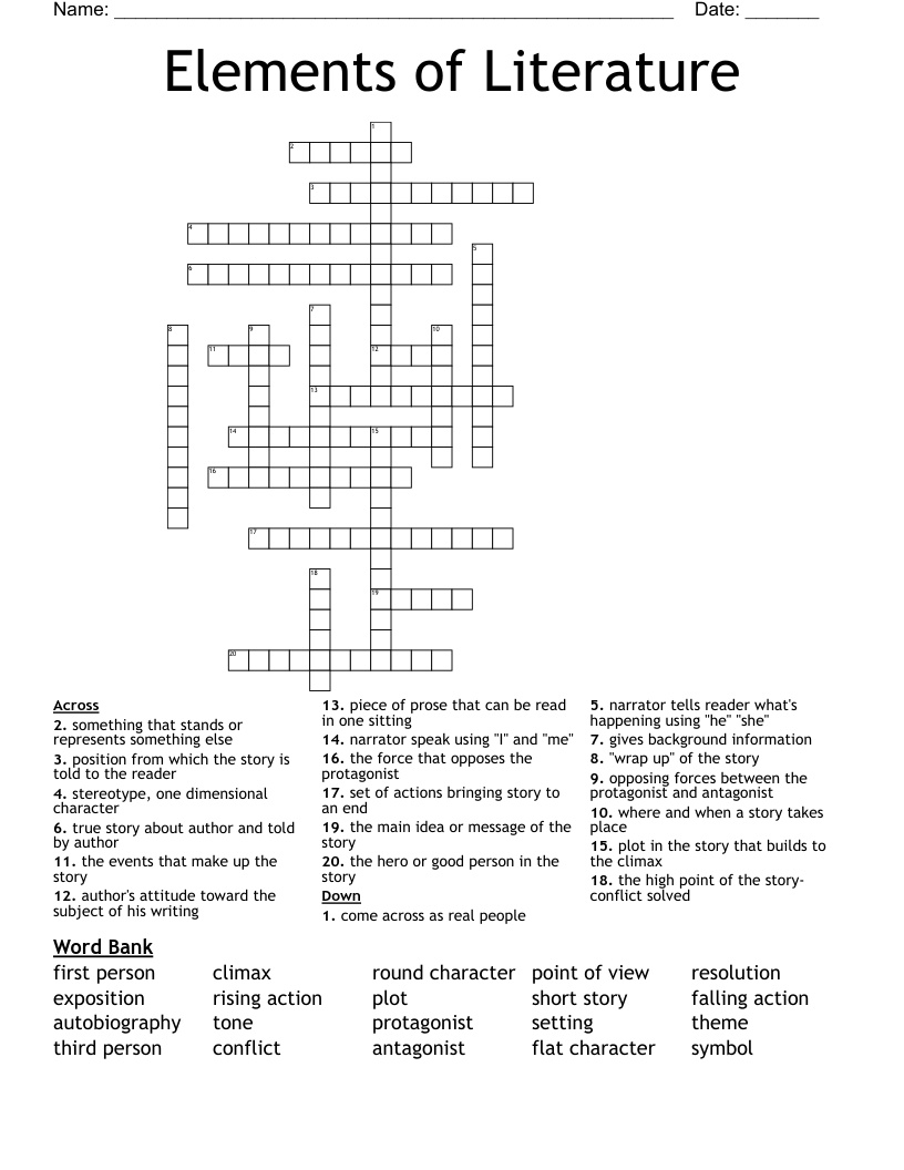 Elements of Literature Crossword