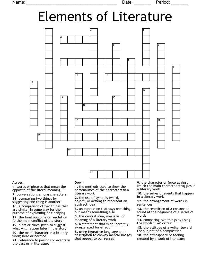 Elements of Literature Crossword