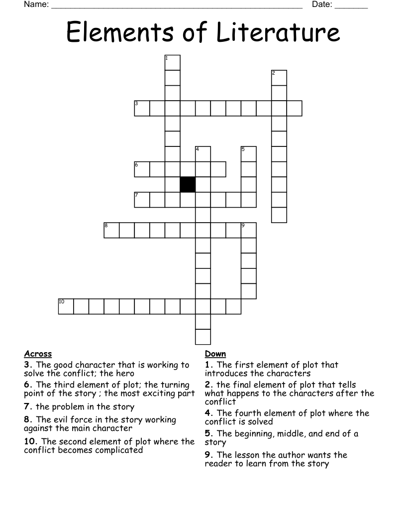Elements of Literature Crossword