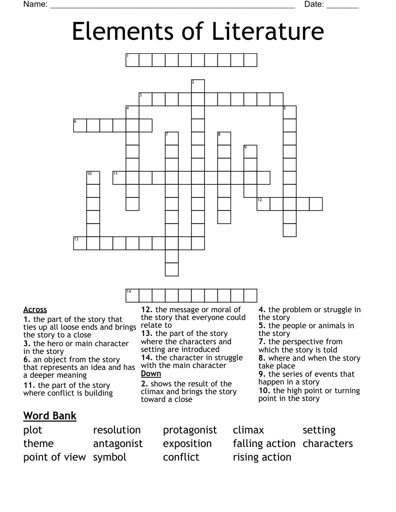 Elements of Literature Crossword