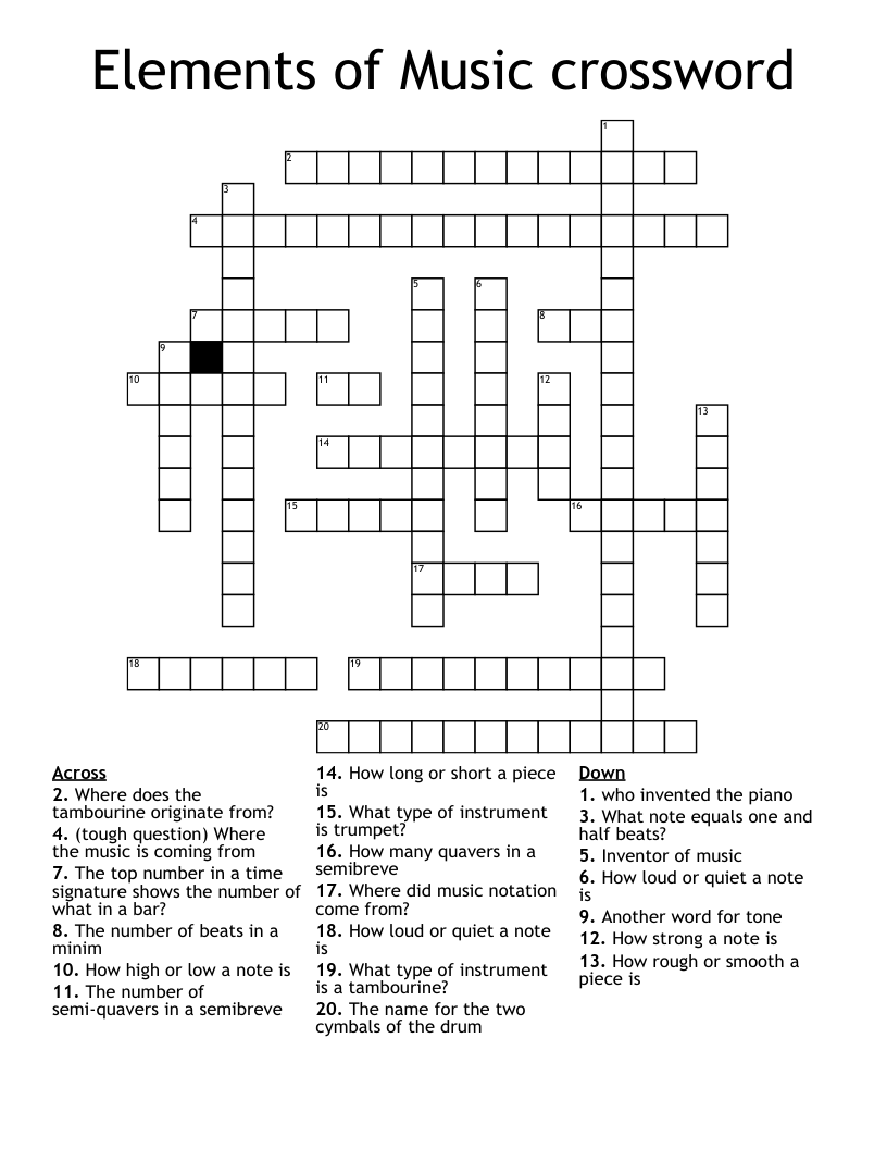 Elements of Music crossword