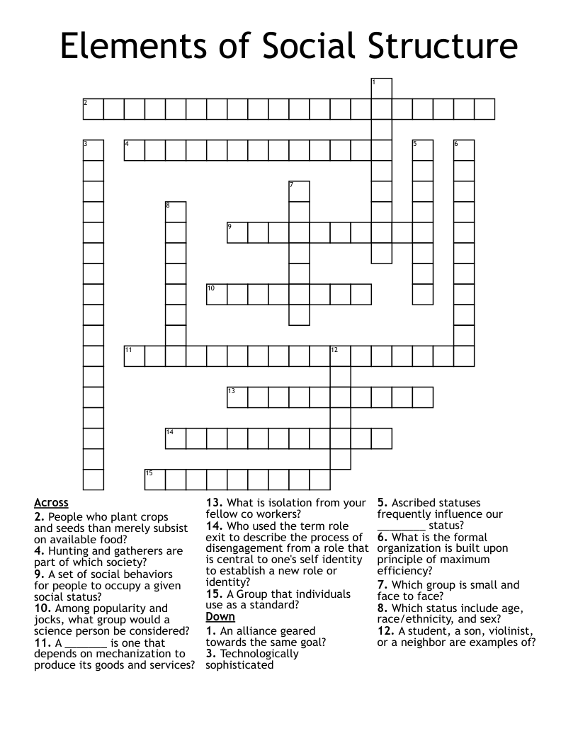 Elements of Social Structure Crossword