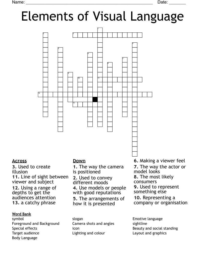 Elements of Visual Language Crossword
