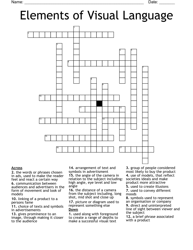 Elements of Visual Language Crossword