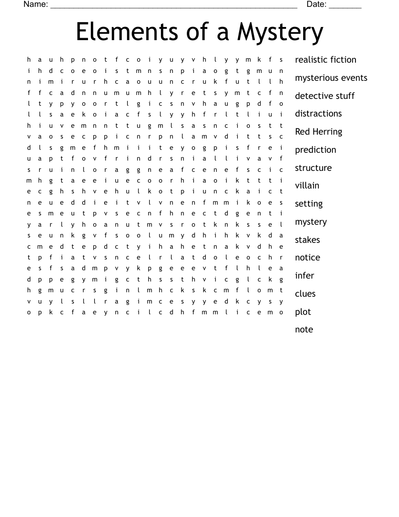 Elements of a Mystery Word Search