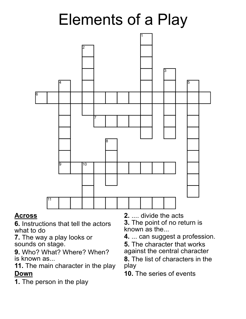 Elements of a Play Crossword