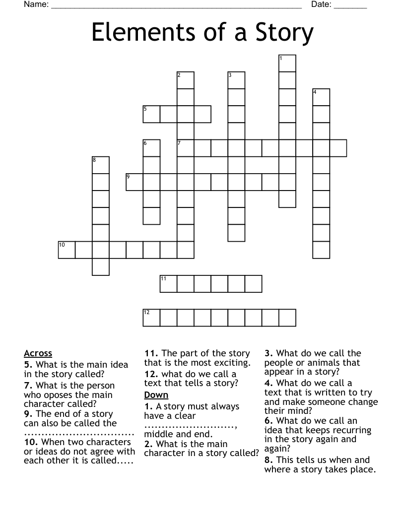 Elements of a Story Crossword